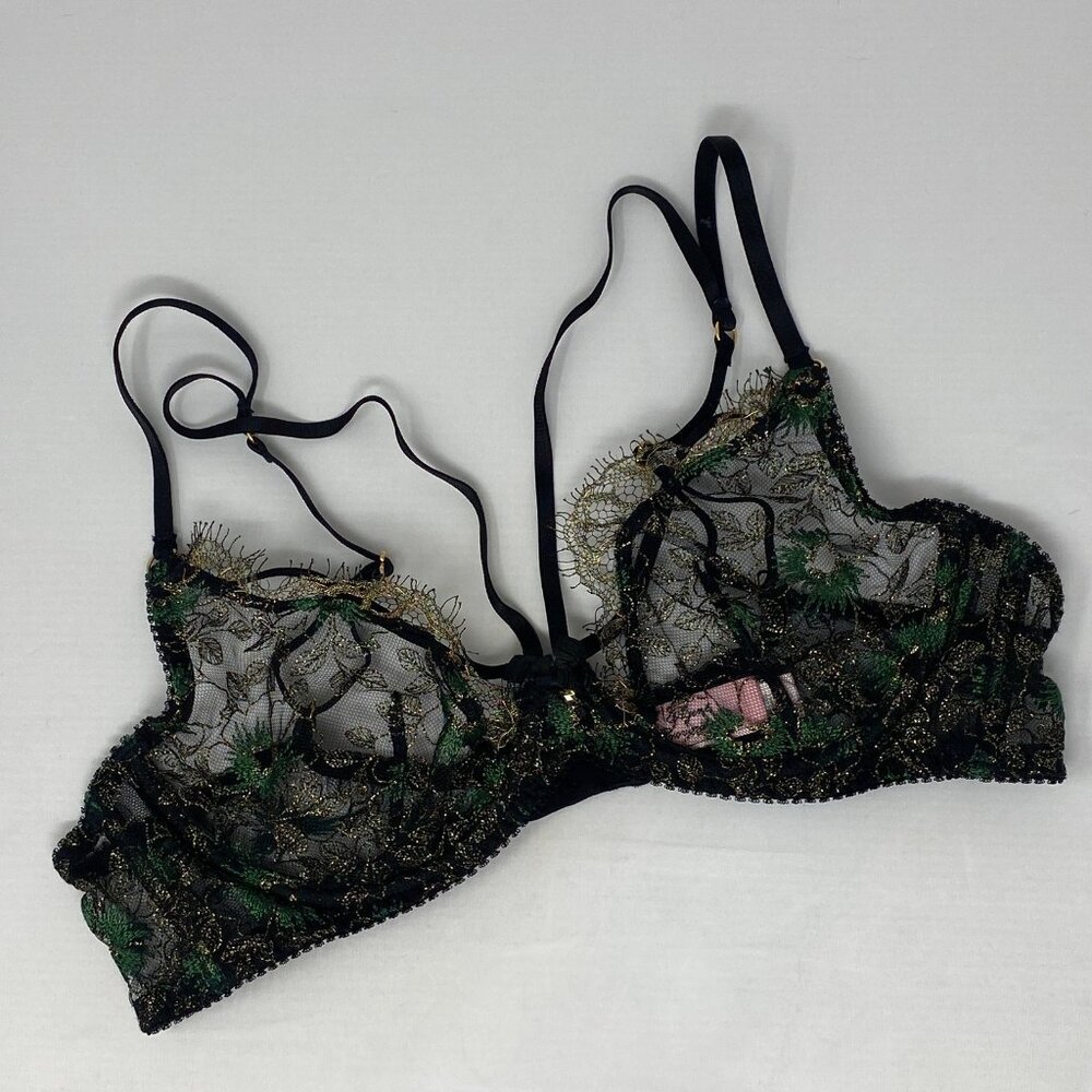 Agent Provocateur Castalia Black Gold Bra 36B